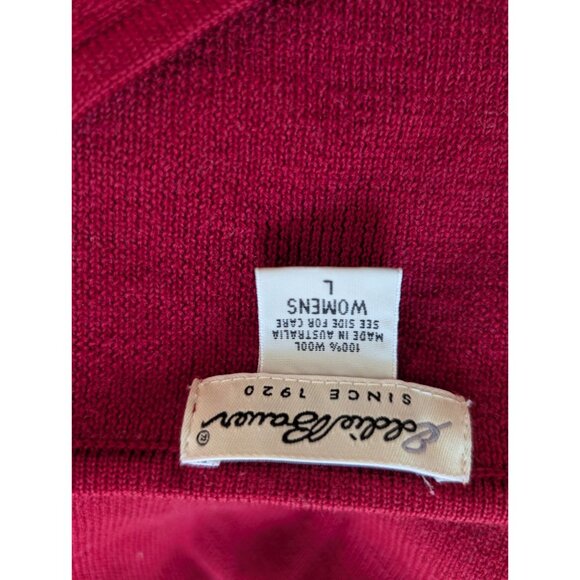Eddie Bauer Womens Red Wool V-Neck Sweater L - Picture 4 of 4